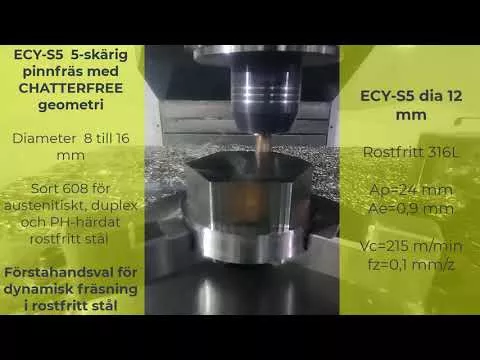 CHATTERFREE ECY-S5 – solida hårdmetallpinnfräsar för bearbetning i rostfritt stål